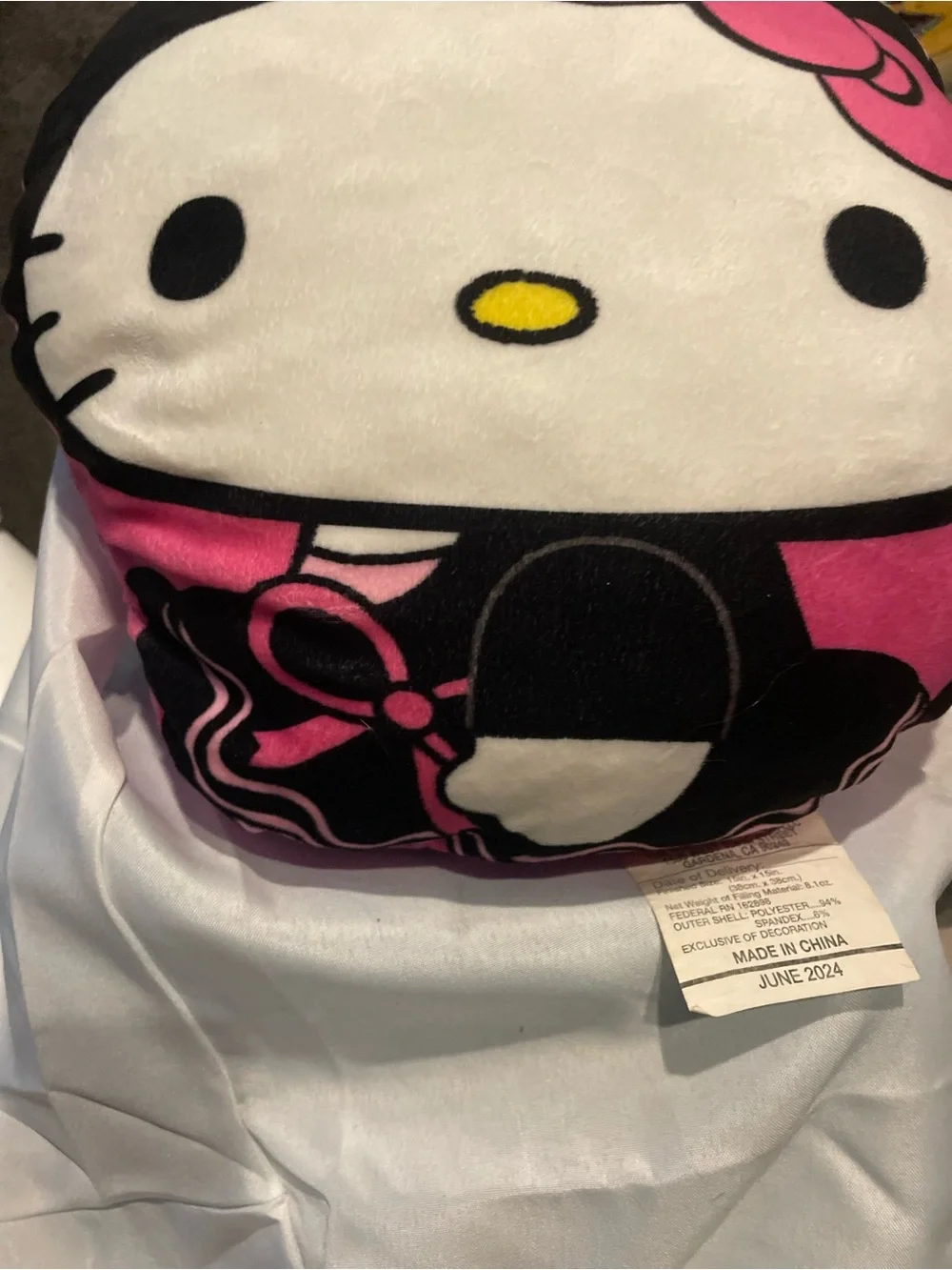 Hello Kitty Pink Bow Plush Pillow with Black Accent